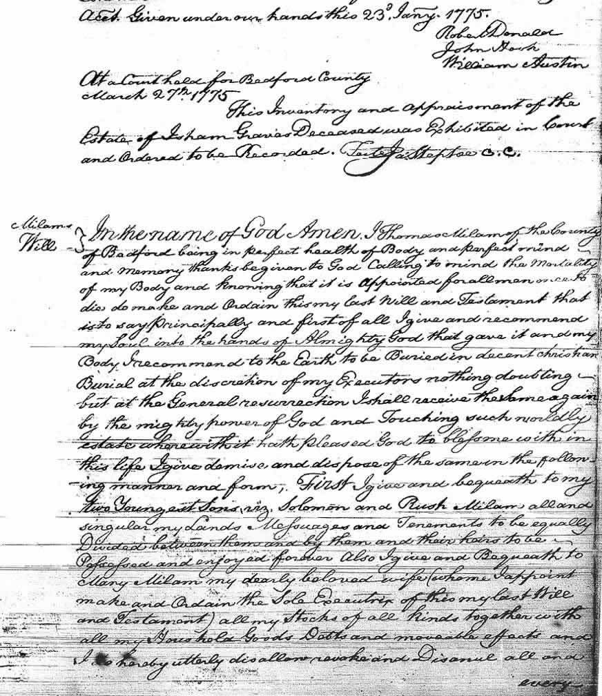 Image of Thomas Milam's Will, page 227